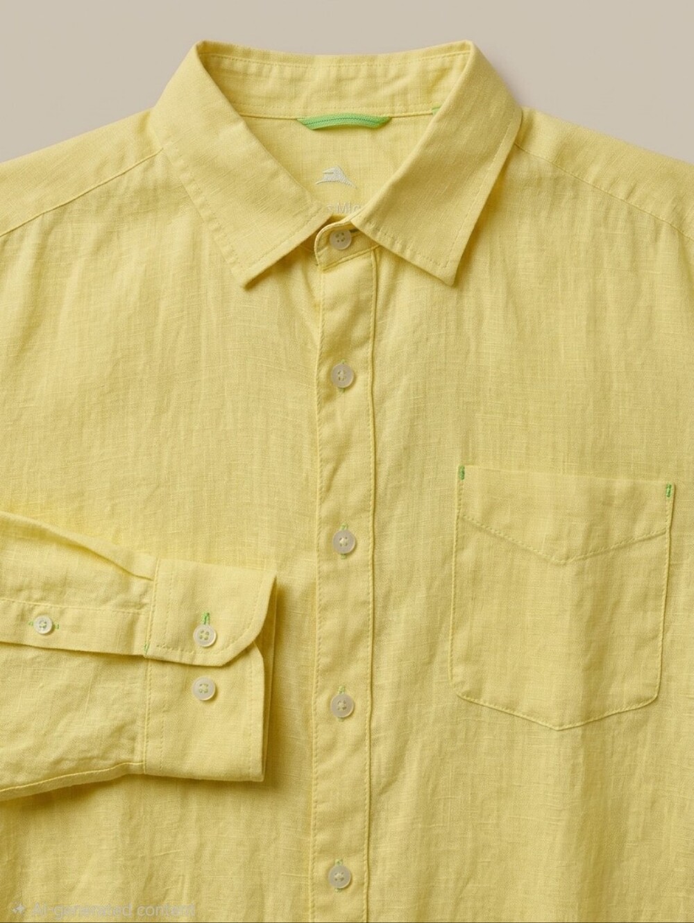Tommy Bahama Sea Glass Breezer Linen Shirt L Butter Yellow Coastal Luxury Resort